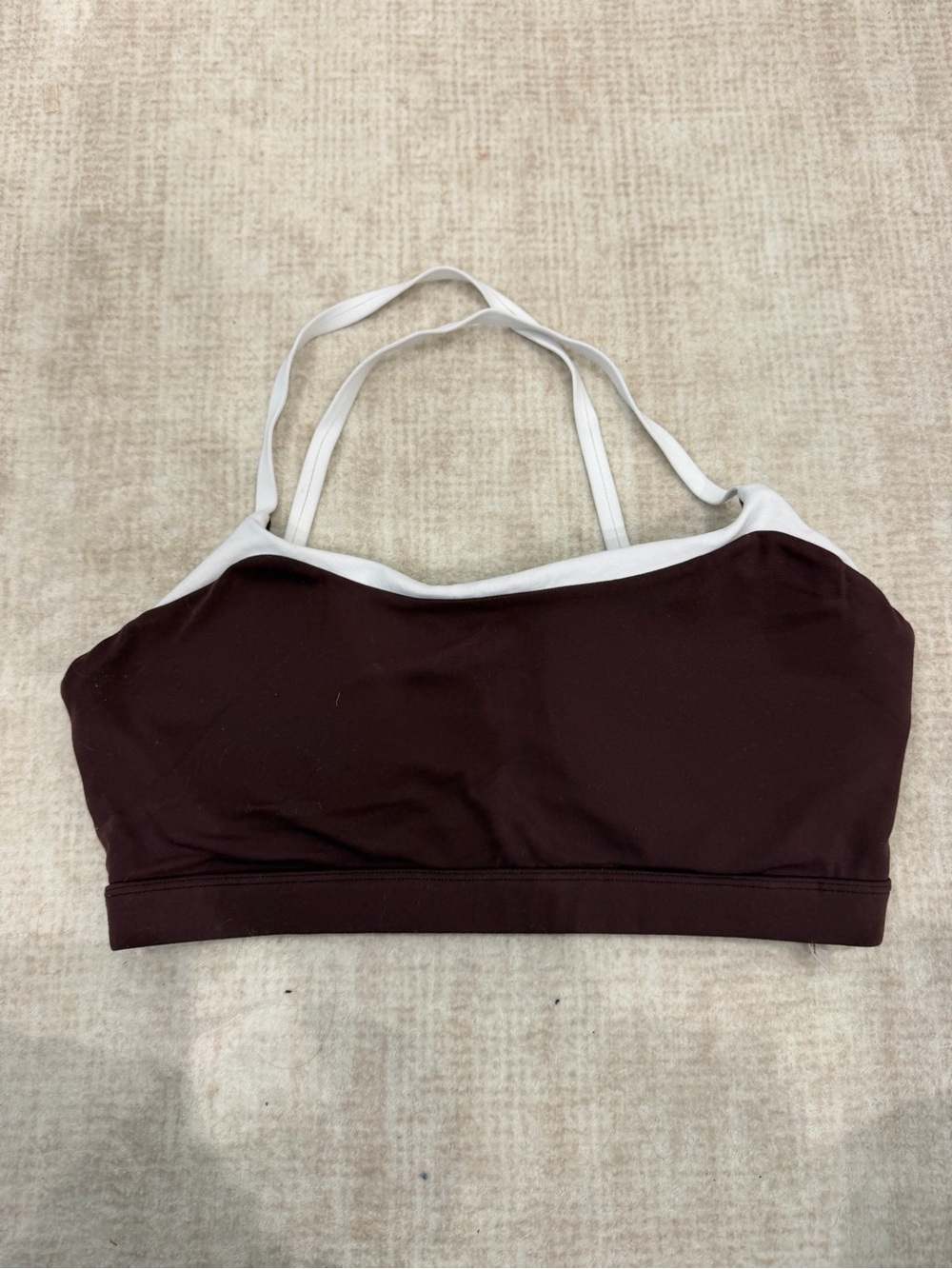Women's Maroon Strappy Sports Bra with White Trim with Matching Leggings